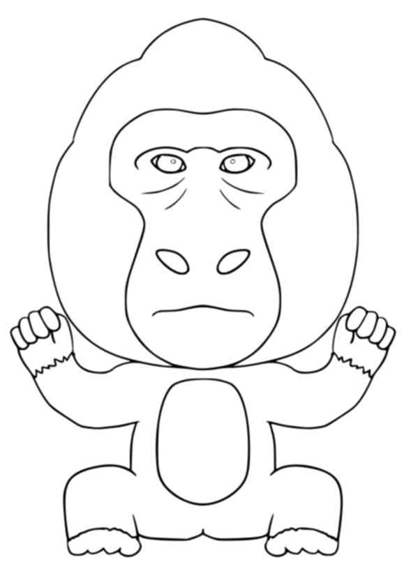 Gorilla free coloring pages for kids