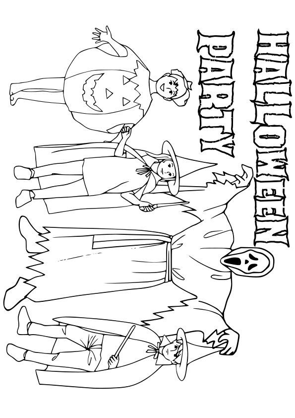 Halloween Party free coloring pages for kids