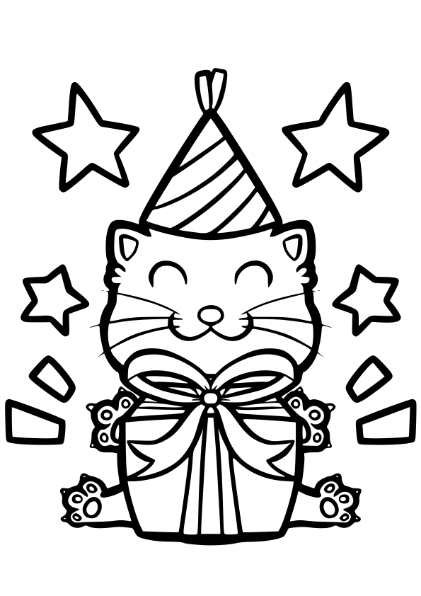 Hat Cat free coloring pages for kids