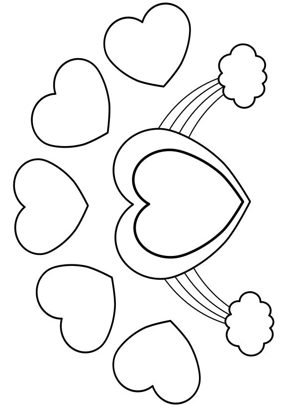 Heart 5 Heart and Rainbow free coloring pages for kids