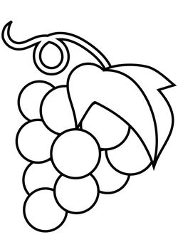 Foods Grape Fruits easy coloring page for kids free printable