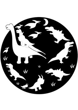 の恐竜の黒白塗り絵マンダラ