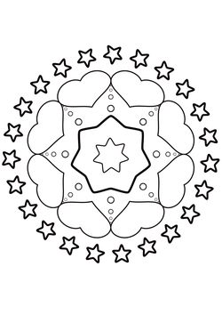 Mandala 9 Hearts and Stars free coloring pages for kids
