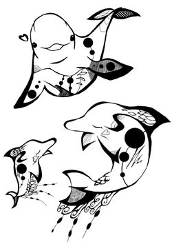 Premium 5 dolphin family free coloring pages for kids