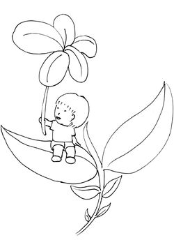 Boy and Flower free coloring pages for kids