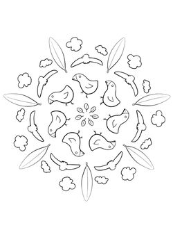 Mandala 21 Birds free coloring pages for kids