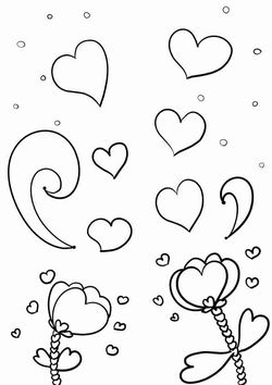 Heart Flowers free coloring pages for kids
