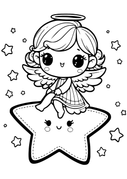 Cute Angel 6 coloring pages for kindergarten and preschool kids activity free