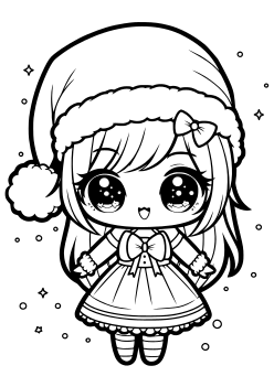 Christmas girl coloring pages for kindergarten and preschool kids activity free