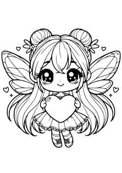 Heart Fairy coloring pages for kindergarten and preschool kids activity free