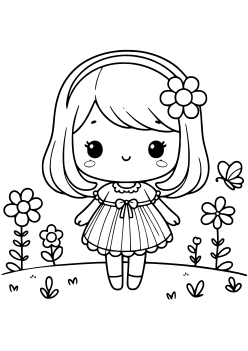Girl 7 coloring pages for kindergarten and preschool kids activity free