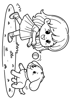 Girl with dog coloring pages for kindergarten and preschool kids activity free