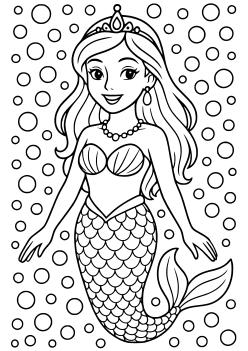 のマーメイド人魚の女の子の塗り絵です