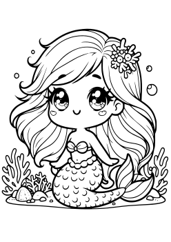 Mermaid 8 coloring pages for kindergarten and preschool kids activity free