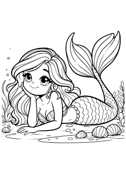 Mermaid 9 coloring pages for kindergarten and preschool kids activity free