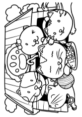 Cat Family free coloring pages for kids