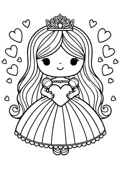 Princess Heart 5 coloring pages for kindergarten and preschool kids activity free