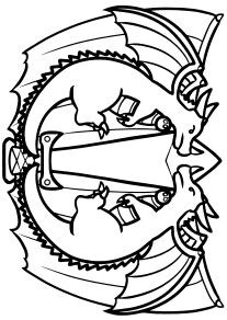 Dragon and sword free coloring pages for kids