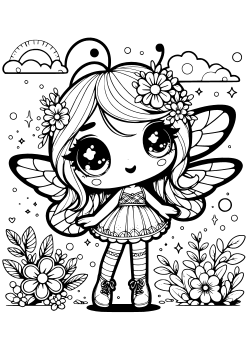 Spring Fairy Girl free coloring pages for kids