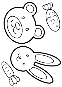 Bear and Rabbit coloring pages for kindergarten and preschool kids activity free