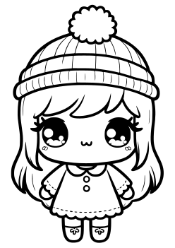 Winter Girl coloring pages for kindergarten and preschool kids activity free