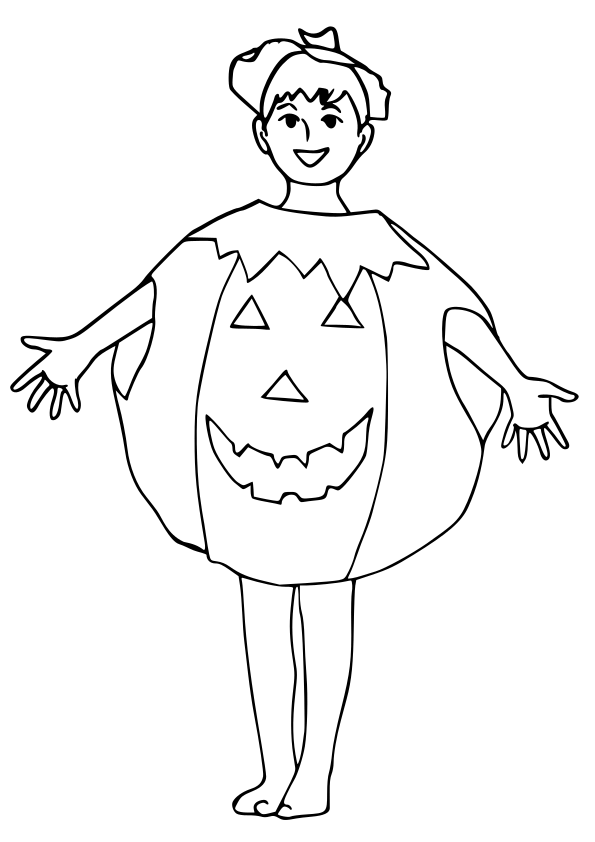 Pumpkin kid free coloring pages for kids