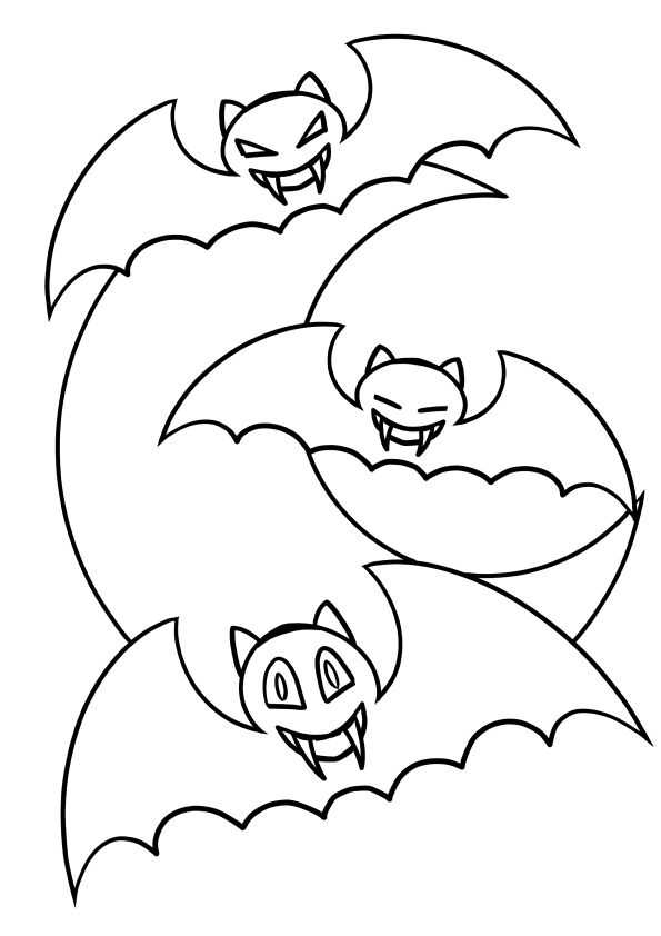 Moon and Bats free coloring pages for kids
