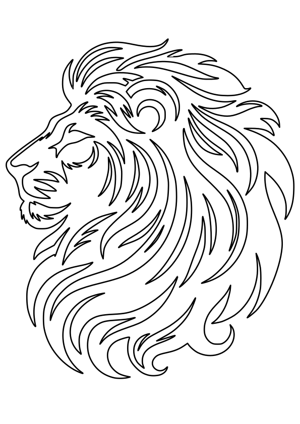 ライオンの顔のシルエット塗り絵です