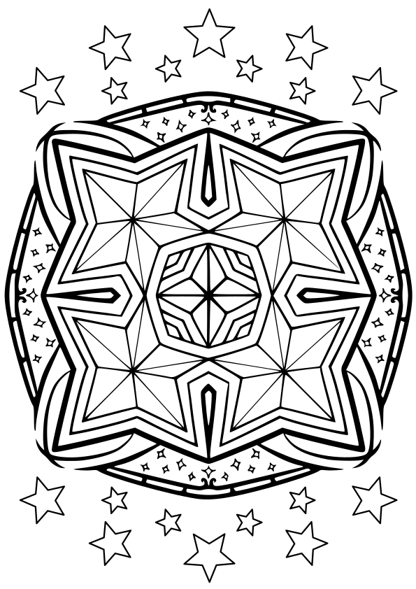 Mandala48 Star free coloring pages for kids