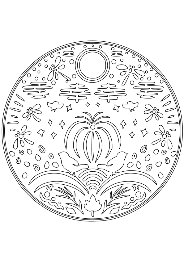 Mandala 50 Autum free coloring pages for kids