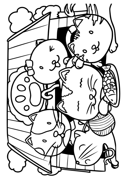 Cat Family free coloring pages for kids