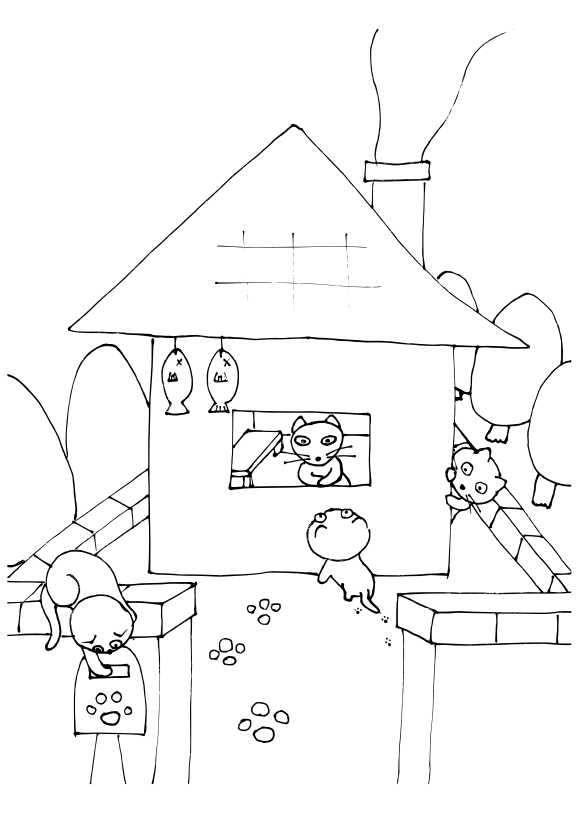 Cats house free coloring pages for kids