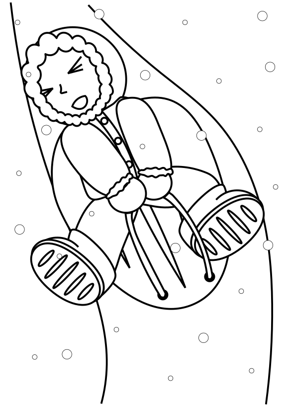 Sledding free coloring pages for kids