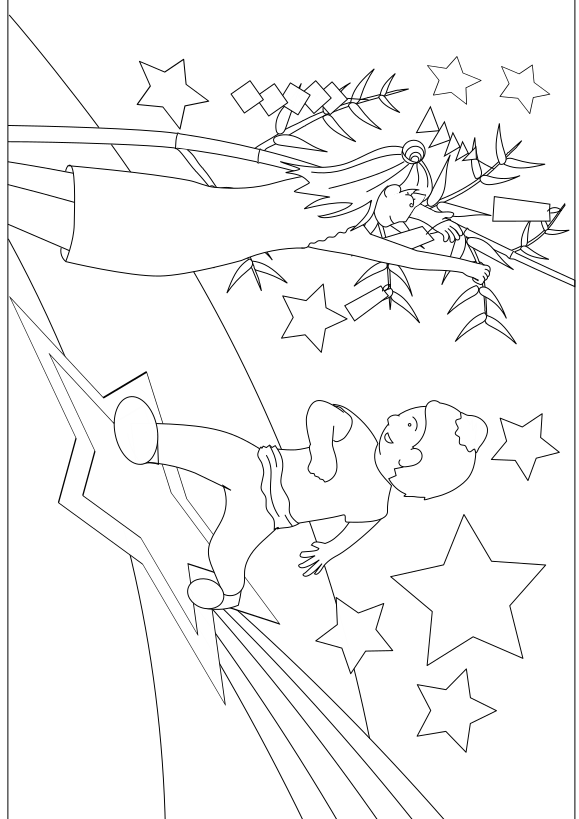 Hoshitabe Hiko star and Orihime free coloring pages for kids