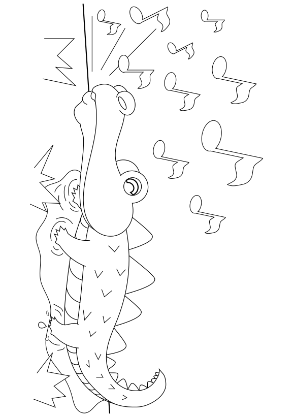 Crocodile whistling free coloring pages for kids