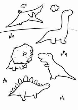 恐竜塗り絵無料ダウンロード!ステゴサウルスやトリケラトプス、ティラノサウルスと色々な種類の恐竜が盛り沢山!